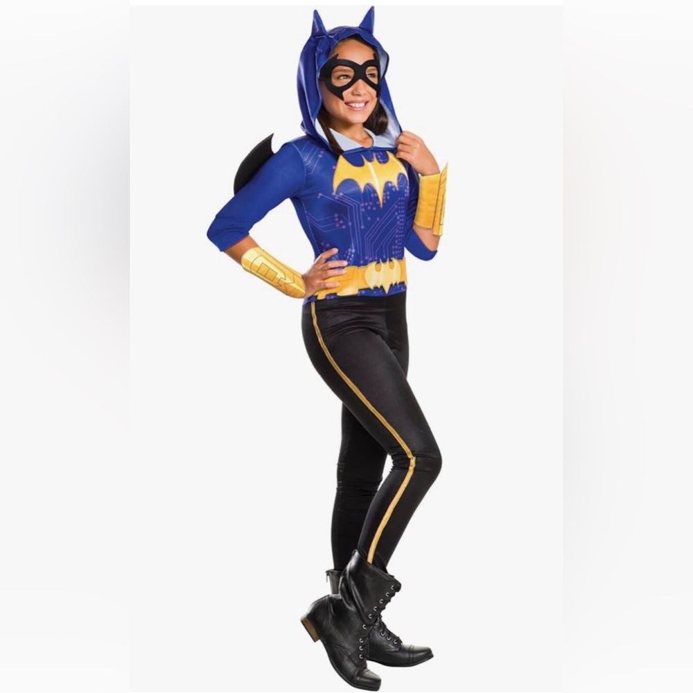 Batgirl Girl Costume DC Superhero’s Halloween 2 piece Costume + Wig 8-10 NIB